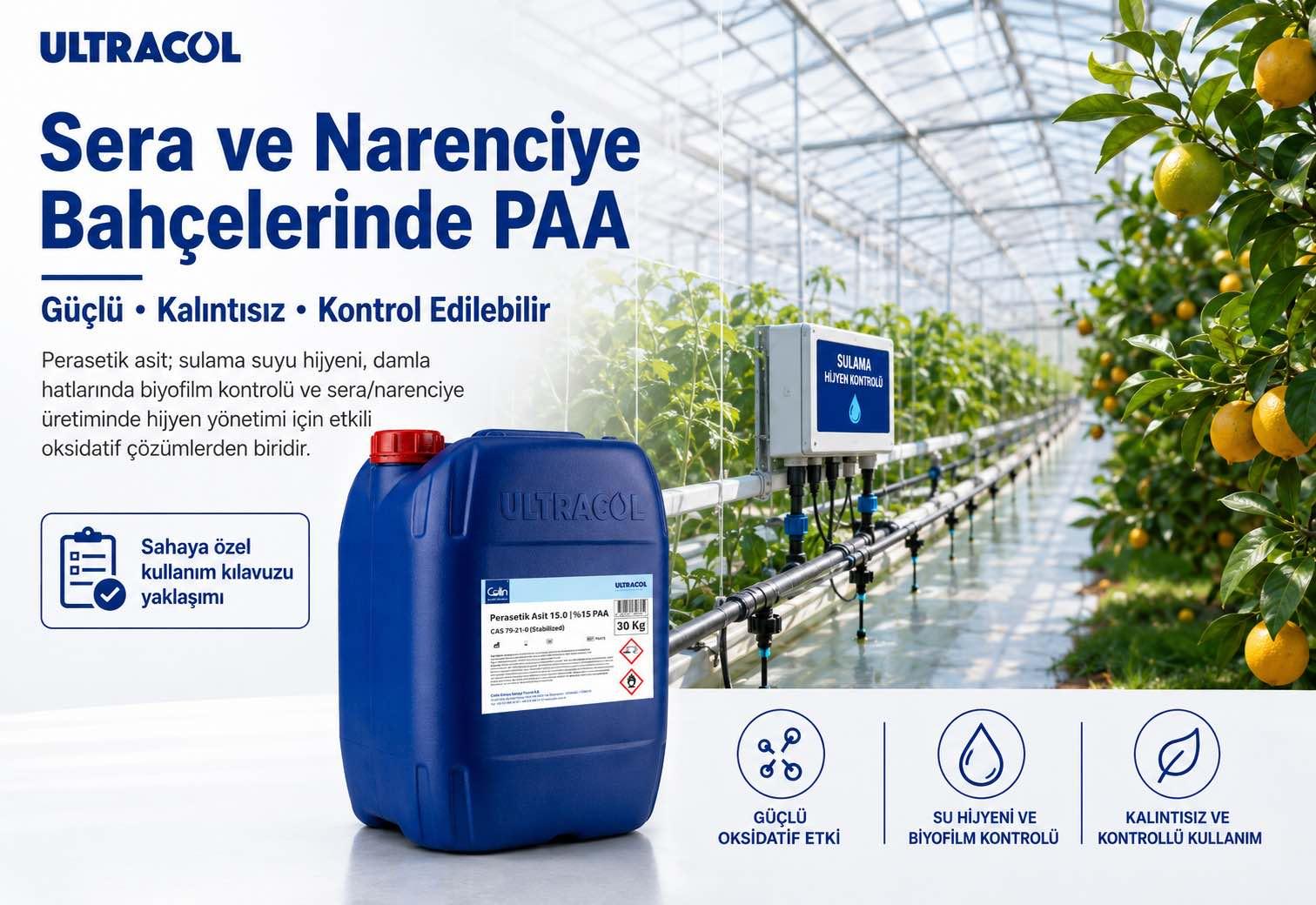 Use of Peracetic Acid (PAA) and Safe Oxidation in Greenhouses and Citrus Orchards